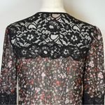 Rebecca Taylor ‘Lyra’ Red Floral Black Lace Pintuck Silk Blouse Women’s Size 00 Photo 8