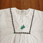 J Crew Fringe beach tunic White Top with Multicolor Trim size S Photo 4