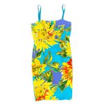 David Meister  Yellow Blue Purple Sunflowers Floral Sheath Sleeveless Dress sz 4 Photo 1