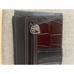 Brighton ‎ Brown Croc Embossed Leather Wallet Organizer Floral Accent Photo 10