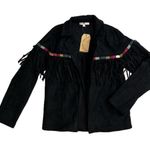 Andree by Unit Andree’ by Unit black faux suede fringed open jacket, NEW with tags size S Photo 0