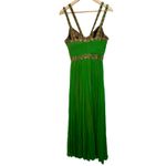 NWT Mandalay Dark Lime Green Gold Silk Beaded Maxi Evening Gown Dress Womens 10 Photo 4