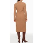 Toccin‎ Camel Variegated Rib Knit Leather Combo Dress size medium Brown Photo 2