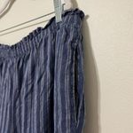 Aerie  Linen Blend Wide Leg Pants Size XL blue stripe trouser comfy beach Photo 4