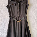 Lovely Day Black Sleeveless Belted Skater Dress ModCloth  Button Bodice Retro Photo 0