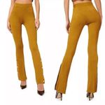 Good American  Plaited Rib‎ Boss Flare Pants GoldenRod Womens GA Size 3 Large NEW Photo 1