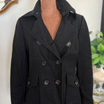 Guess  Black Wool Blend Pea Coat‎ Women's Double Breasted Jacket Sm Photo 0
