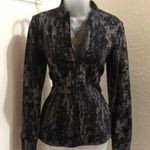 Whimsygoth Grunge 2000s Y2K Fitted Grey black abstract print zip up jacket long sleeve Size S Measurement in pics. Excellent condition Photo 0