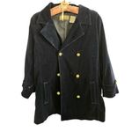Liz Claiborne  vintage navy blue blazer gold Button Pea Coat Size 10 velvet Photo 0