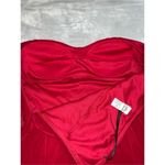 Women’s Red Silk Midi Strapless Cocktail Dress 14 Size L Photo 5