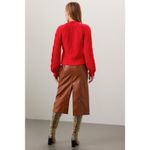 Louna Red Cable Knit Shoulder Cut Out Crewneck Pullover Sweater Size Large Photo 2