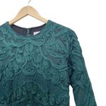 JS Collections Lace Dress Forest Sheer Sleeve Soutache Midi Sheath Dress Size 2 Photo 8