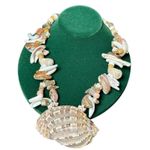 None Vintage Oversized Seashell Pendant Necklace Beach Brides Ocean Lovers 18 Inches Photo 0