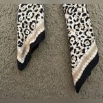 Leopard Animal Print Silk Ribbon Scrunchie Hair Tie White Photo 2