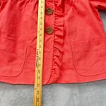 J.Crew  Ruffle Jacket Cropped 3/4 Sleeve Button Front Coral Pink Size 6 Statement Photo 7