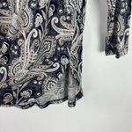 Lucky Brand Printed Woven Mix Top Button Front Navy Size Medium M EUC L1448 Photo 6