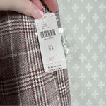 Anthropologie Maeve NWT Brown Plaid Pleated High Rise Wide Leg Pants Photo 2
