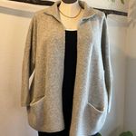 Look By M Gray Knit Soft Oversized Open Style Cardigan Sweater Pockets One Size White Size L Photo 0