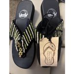 Women's Meeka Sandals Beaded Black, Green And White Sling Back Size 7 Boho Black Photo 1