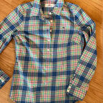Vineyard Vines  pastel plaid check button roll tab sleeve‎ shirt top blouse 00 Photo 0