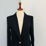 ZARA  Women Elegant Black Gold Button Long Shoulder Pads Lapel Collar Blazer M Photo 3