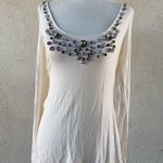 Boston Proper  Tunic Top Womens Medium Pink Embellished Romantic Feminine Blouse Photo 2