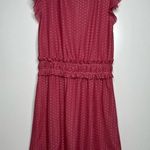 Ella Moon Mauve Pink Swiss Dot Overlay Smocked Ruffle Waist Dress Size Medium Photo 2