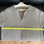 Weekday Husky V Neck Chunky Ribbed Knit Sweater Dress in Oat Brown Photo 7
