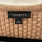 Talbots PIQUE STRIPE CARDIGAN Tan Navy Blue sz Large Photo 4