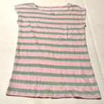 J.Crew Pink Green Stripe 100% Linen Cap Sleeve Pocket Shirt Top Size XS *FLAW* Photo 0