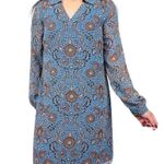 CAbi | M | Paisley Floral V-Neck Long-Sleeve Short Pullover Shirtdress #3295 Photo 1