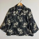 Tommy Bahama Silk Floral Print Bolero Jacket Women's Medium Black Ivory Blazer Photo 2