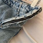 ZARA  Denim Jean Skirt Women’s L Mini Raw Hem Side Lace Med Wash Western Festival Photo 5