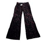 ZARA Charlotte Floral Velvet Flare Pants Printed Trousers Red Black Size Small Photo 1