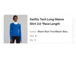 Lululemon  Swiftly Tech Long Sleeve 2.0 Race Length Shirt 4 Blazer Blue Tone Photo 1