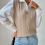 SheIn | V Neck Cable Knit Vest Sweater Photo 0