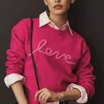 Endless Rose  Sweater Womens X Small Hot Pink Love Cropped Knit Pullover Photo 0