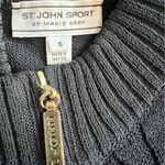 St. John Sport black short sleeved heavy knit cardigan sweater, cable knit Sz S Photo 6