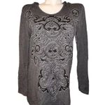✨Soma Divine Terry Scarf Hem Grey Sz Large Hoodie Paisley Scroll✨ Gray Photo 5