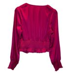 Heartloom Kathleen Pink Satin V-neck Long Sleeve Blouse - size Large Photo 7
