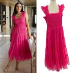 Baltic Born Emma Smocked Tulle Dress Ruffle Tiered Hot Pink Plus Size 1XL Photo 1