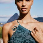 ZARA   One-Shoulder Fringe Dress in Teal evening party cocktail maxi midi  Photo 4