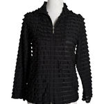 Womens See Though Black Ruffle Jacket Size S Petite Sheer Full Zip Ethereal Photo 0