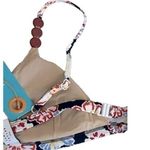 Tanya Taylor NWT  Tia Bikini Top Floral Dahlia Beaded Straps Swim L Blue Red Photo 7