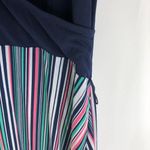 Leota Womens Maxi Dress Faux Wap V-Neck Striped Skirt Stretch Blue Plus Size 1X Photo 1