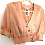 Free People NWT  Stay Bold Rose Crop Button Down Top Short Sleeve Lightweight S Photo 11
