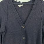 Free People We the Free Navy Blue Metallic Button Down Long Length Cardigan Photo 2