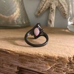 Black Rhodium Plated Created Fire Opal with cubic zirconia sz 8 Photo 6