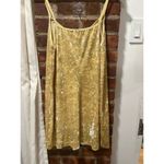 ZARA Mini Dress Crushed Velvet Yellow Slip Dress Style Womens Medium Photo 2