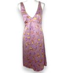 Hippie Rose NWT  Women's Floral Print Calf Midi satin slip Dress Purple L Photo 1